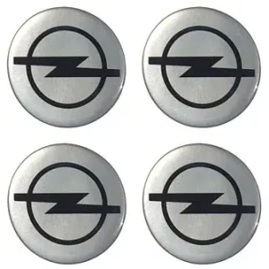 Nowość NAKLEJKI NA DEKIELKI FELGI KOŁPAKI OPEL SREBRNE 60 MM