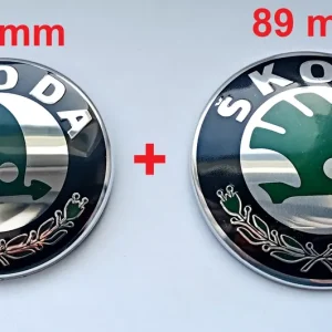 2x Emblemat znaczek logo SKODA 80 + 90 mm Felicia Octavia Scala Roomster Oferta limitowana