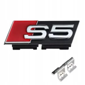EMBLEMAT grill przód S5 znaczek logo AUDI srebrny 7x2,2cm PREMIUM Popularny