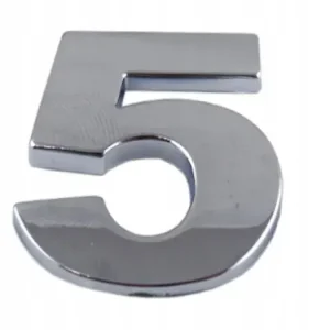 EMBLEMAT CYFRA CYFRY LITERA DUŻA CHROM naklejka 3D 5 pięć Zwrot pieniędzy