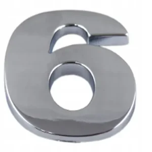 Premium EMBLEMAT CYFRA CYFRY LITERA DUŻA CHROM 6 sześć