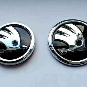 2x SKODA LOGO EMBLEMAT ZNACZEK 80 i 90 mm chrom OCTAVIA SUPERB RAPID Tylko dziś