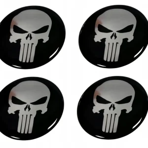 Zwrot pieniędzy Naklejki znaczki emblematy na alufelgi SKULL 6CM