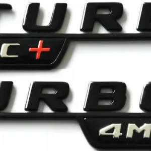 Oferta limitowana EMBLEMAT TURBO 4MATIC+ na boki MERCEDES naklejka ZESTAW 2szt. CZARNY