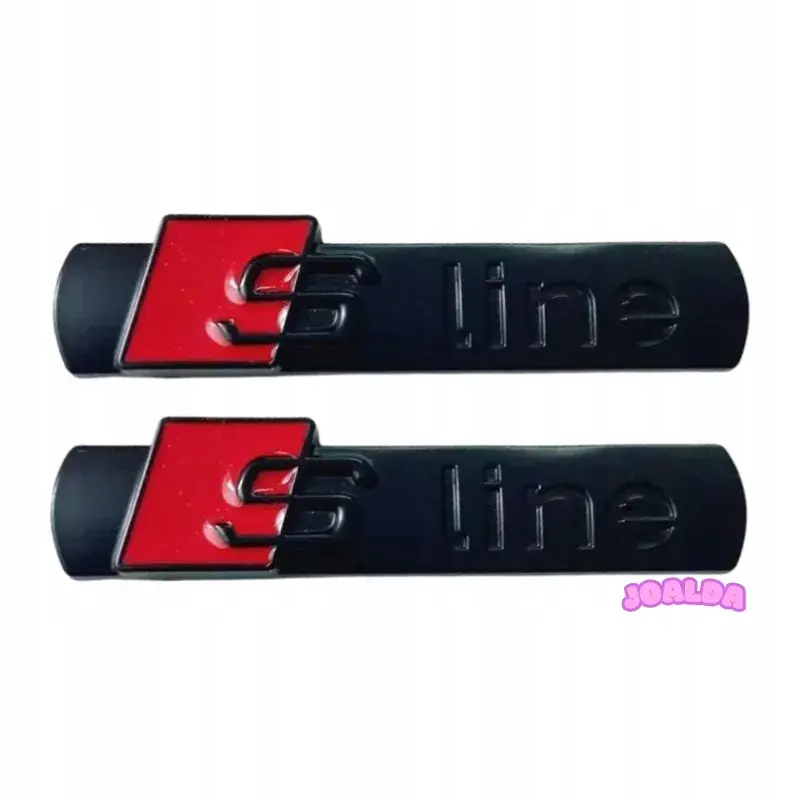 Promocja EMBLEMAT drzwi błotnik S LINE znaczek CZARNY MAT AUDI 7,2x1,6cm 2szt.