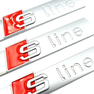 EMBLEMAT ZNACZEK AUDI S-LINE NA BŁOTNIK ZDERZAK 3D 74x15mm SREBRNY MAT Zamów teraz