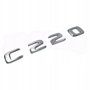Premium EMBLEMAT C220 tył znaczek MERCEDES naklejka PREMIUM CHROM srebrny
