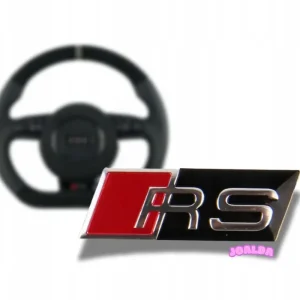 EMBLEMAT RS znaczek NA KIEROWNICĘ naklejka AUDI CZARNY Autentyczny