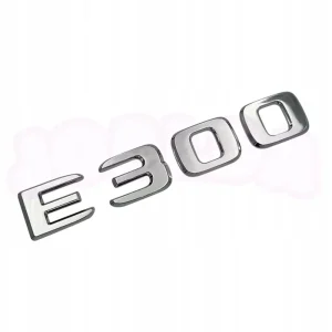 Nowość EMBLEMAT E300 tył znaczek MERCEDES naklejka PREMIUM CHROM srebrny