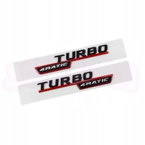 Szybka dostawa EMBLEMAT TURBO 4MATIC na boki MERCEDES naklejka ZESTAW 2szt. CZERWONY