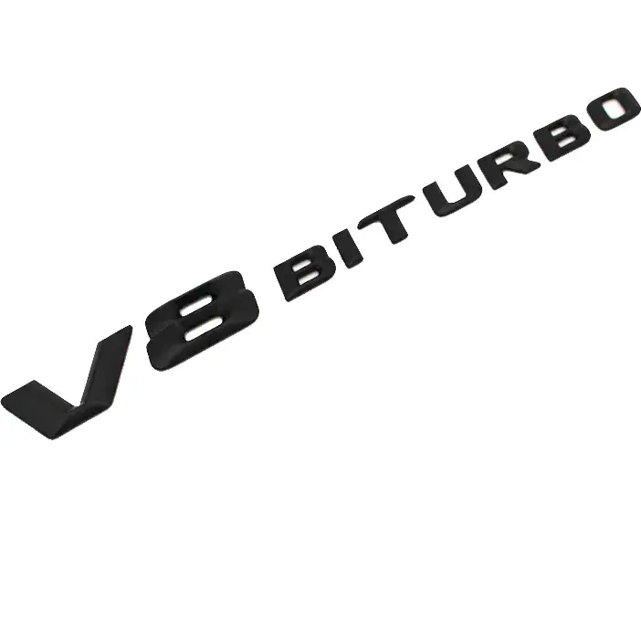 Wysoka jakość EMBLEMAT ZNACZEK LOGO NAPIS 3D MERCEDES CZARNY V8 BITURBO CZARNY MAT
