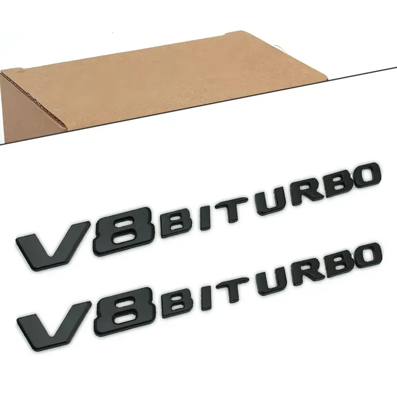 EMBLEMAT ZNACZEK LOGO NAPIS 3D MERCEDES CZARNY V8 BITURBO CZARNY MAT 2szt Nowość