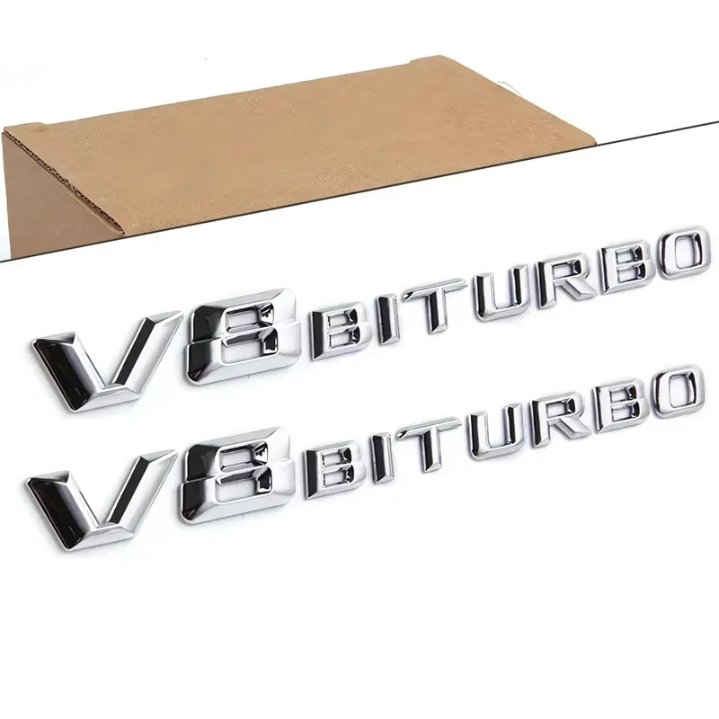 Tylko dziś EMBLEMAT ZNACZEK LOGO NAPIS MERCEDES CZARNY V8 BITURBO SREBRNY POŁYSK 2szt