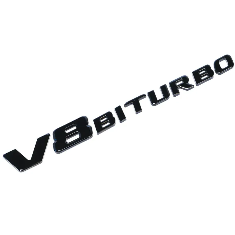 Autentyczny EMBLEMAT ZNACZEK LOGO NAPIS 3D MERCEDES CZARNY V8 BITURBO CZARNY POŁYSK