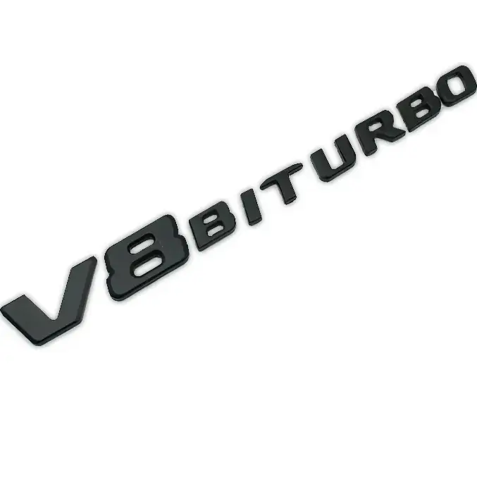 Autentyczny EMBLEMAT ZNACZEK LOGO NAPIS 3D MERCEDES CZARNY V8 BITURBO CZARNY MAT