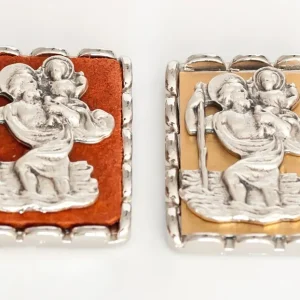 Zestaw naklejka metalowa św Krzysztof 2 w 1 dla kierowcy 3 x 4 cm Szybka dostawa