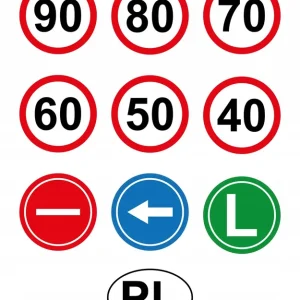 Naklejki ograniczenie prędkości ZESTAW naczepa 10szt. Promocja