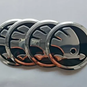 Naklejki emblemat na kołpaki dekielki koła skoda 56 mm aluminium 4 szt NOWE Tani