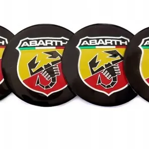Rabat FIAT ABARTH NAKLEJKI EMBLEMATY ZNACZKI LOGO 56mm ALUMINIOWE 4SZT.