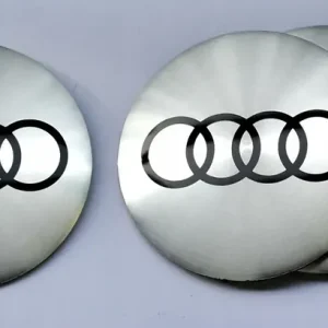 4 szt. AUDI 56 mm naklejki aluminiowe emblematy na dekielki felgi srebrne Tylko dziś
