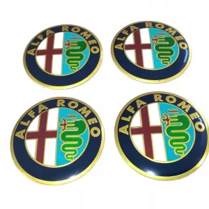 ALFA ROMEO NAKLEJKI EMBLEMATY ZNACZKI 56mm 4SZT ALUMINIOWE Oferta limitowana