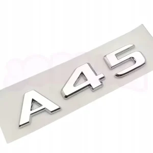 Wysoka jakość EMBLEMAT A45 tył znaczek MERCEDES naklejka PREMIUM CHROM srebrny