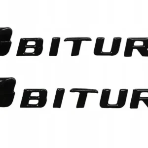 KOMPLET EMBLEMATÓW NA BŁOTNIKI V8 BITURBO MERCEDES AMG CZARNY POŁYSK 2SZT. Tani