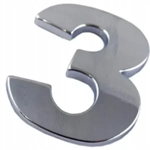 Promocja EMBLEMAT CYFRA CYFRY LITERA DUŻA CHROM 3 TRZY F7Y20