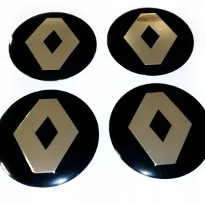 RENAULT LOGO 4x NAKLEJKI ZNACZKI EMBLEMAT 56mm ALUMINIOWE Rabat
