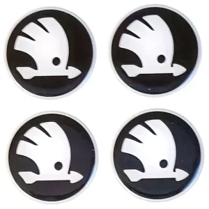 Zwrot pieniędzy NAKLEJKI NA DEKIELKI FELGI KOŁPAKI SKODA ZAMIENNIKI 55 MM CZARNO BIAŁE