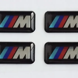 4x BMW M-Power 18x10mm naklejki chrom logo 3D znaczki na felgi, kierownicę Promocja