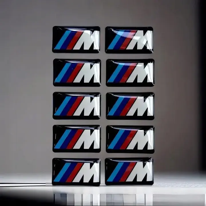 10x BMW M-Power naklejki logo 3D znaczki na felgi kierownicę 18x10 chrom Oryginalny