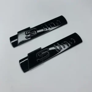 Emblemat logo znaczek S-line czarny połysk 2 szt do AUDI FULL BLACK ABS Oryginalny