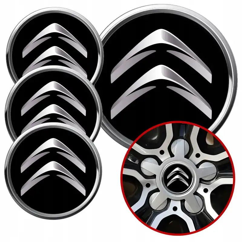 4 Emblematy Dekielki na Felgi Kołpaki Koła CITROEN KOMPLET TOP 53mm Popularny