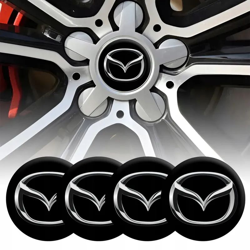4 Emblematy Dekielki na Felgi Kołpaki Koła MAZDA KOMPLET TOP 56mm Bezpieczna płatność