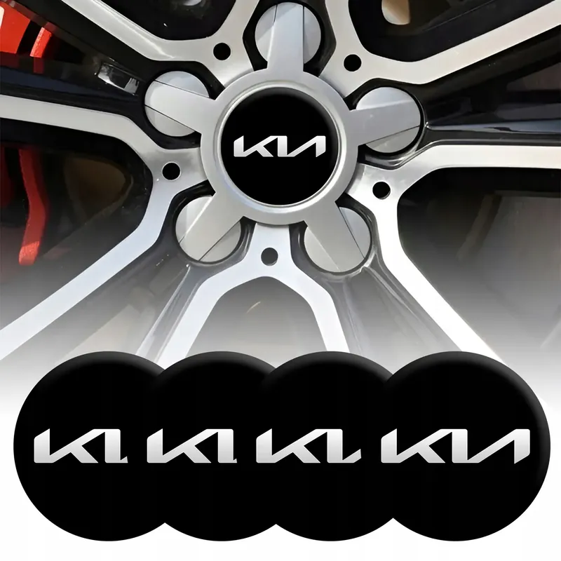 4 Emblematy Dekielki na Felgi Kołpaki Koła KIA KOMPLET TOP 56mm Bezpieczna płatność