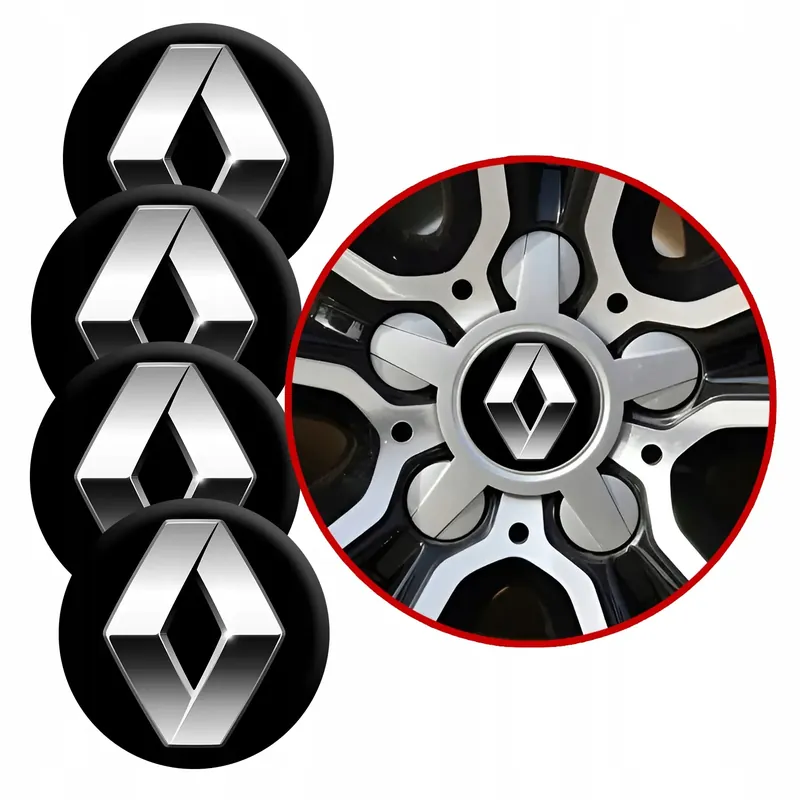 4 Emblematy Dekielki na Felgi Kołpaki Koła RENAULT KOMPLET TOP 53mm Szybka dostawa
