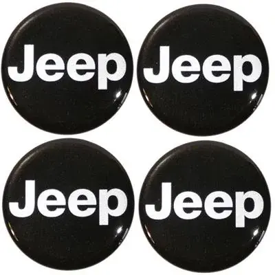 Wyprzedaż Naklejki na kołpaki emblemat JEEP 60mm czarne sil