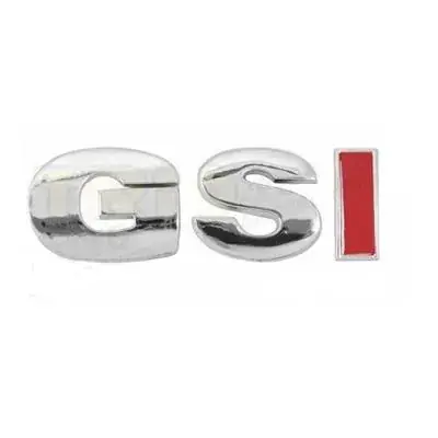 Ekspresowa dostawa Emblemat napis GSI srebrno czerwony 25mm