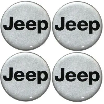 Rabat Naklejki na kołpaki emblemat JEEP 55mm srebrne sil