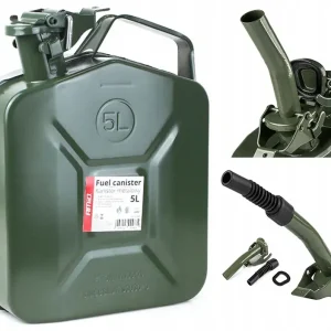 KANISTER METALOWY 5L NA PALIWO OLEJ ROPĘ BENZYNĘ ATEST + LEJEK METALOWY Premium
