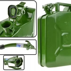 KANISTER METALOWY BLASZANY 10L+ LEJEK 30cm PALIWO Oryginalny