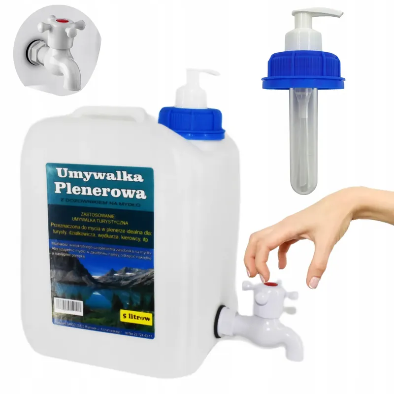 Promocja ZBIORNIK NA WODĘ Z KRANEM TURYSTYCZNY |DO NACZEPY- KAMPERA | DOZOWNIK 5L
