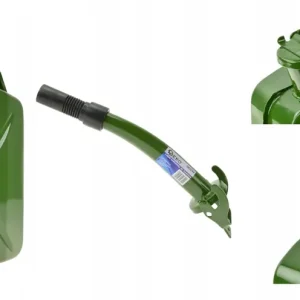 Oryginalny KANISTER METALOWY BLASZANY 5L+ LEJEK 30cm PALIWO