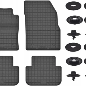 Tani CZARNE DYWANIKI SAMOCHODOWE GUMOWE - Korytkowe ZESTAW rant 2CM STOPERY