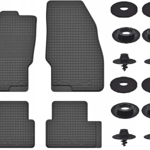 Bezpieczna płatność CZARNE DYWANIKI SAMOCHODOWE GUMOWE - Korytkowe ZESTAW rant 2CM STOPERY