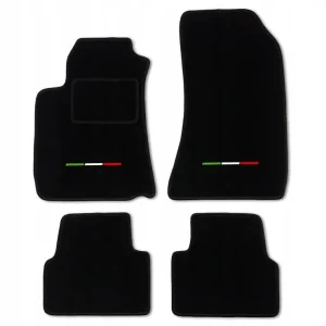 DYWANIKI WELUROWE CZARNE DO ALFA ROMEO GIULIA 4WD(2015-...)+ HAFT FLAGA Nowość