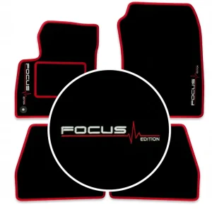 Oferta limitowana DYWANIKI WYCIERACZKI CZARNE FORD FOCUS MK2 (2004-2011)+ 2x HAFT EDITION
