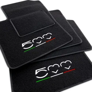 DYWANIKI "STANDARD" DO FIAT 500X (2014-...) + 2x HAFT, CZARNA LAMÓWKA Popularny