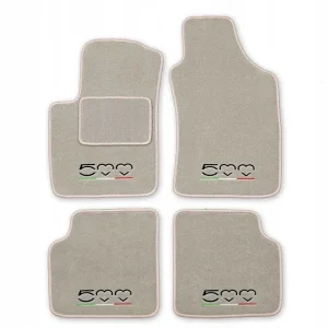 Premium DYWANIKI WELUROWE FIAT 500L BEŻOWE KOMPLET HAFT 4x